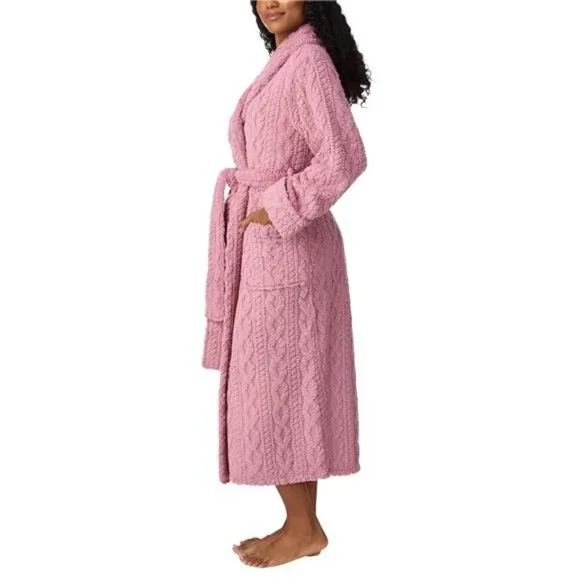 Room Service Women's Cable Knit Cozy Wrap Robe with Pockets - Picture 2 of 7